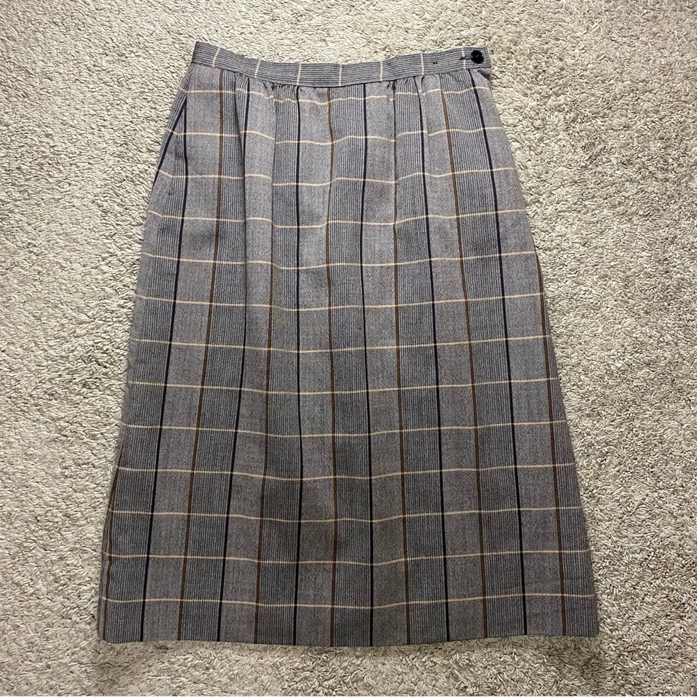 Vintage Pendleton Plaid Skirt Made in USA Wool Peasant Midi Skirt With Pockets